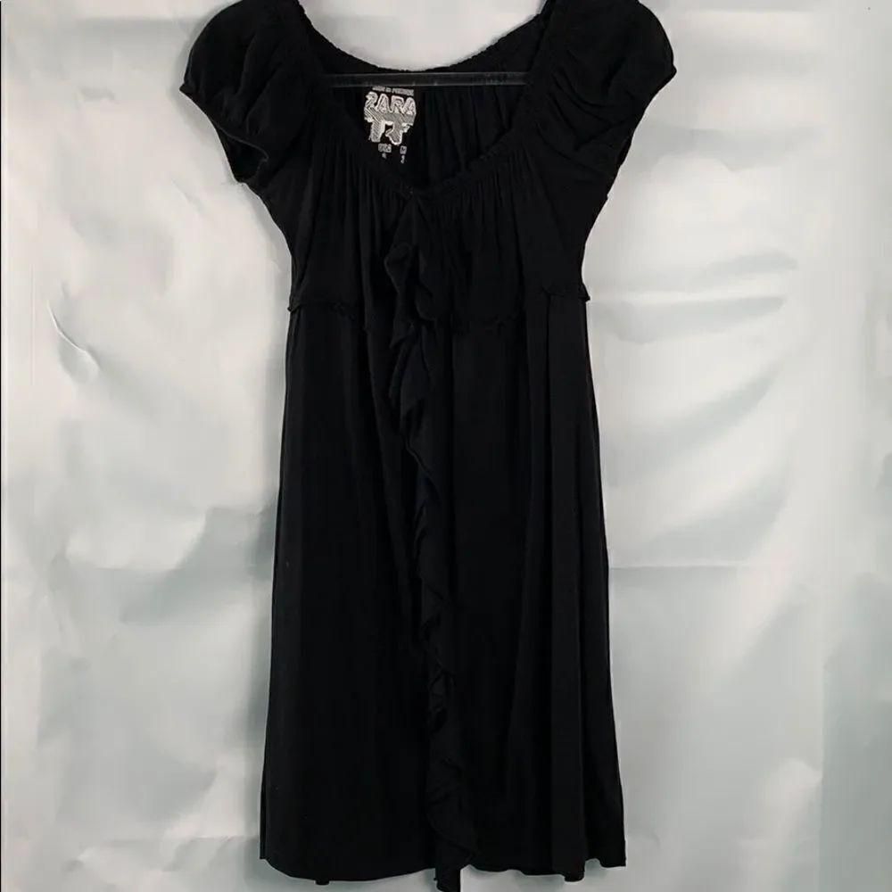 Zara black knit dress with ruffle